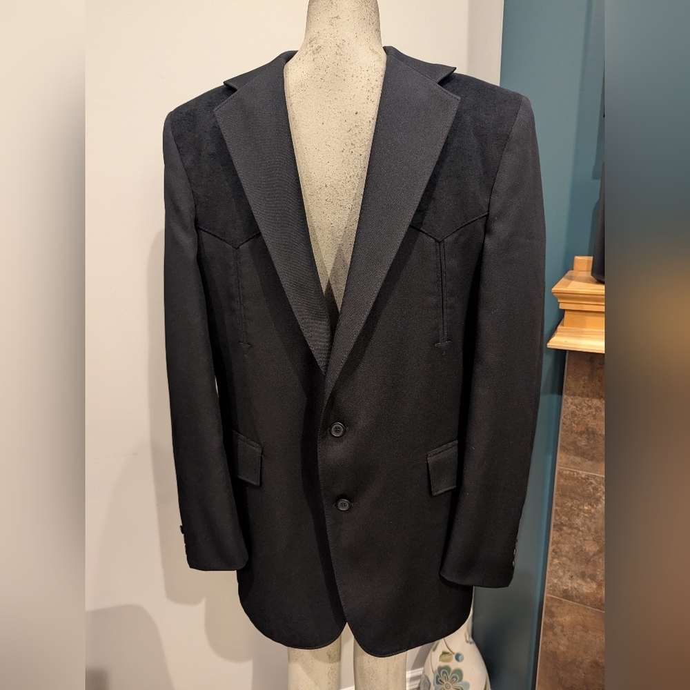 Pagano West Mens 44L  Black Western Blazer Sports Coat Cowboy made in the USA